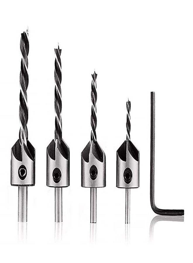 ZORBES® Countersink Drill Bits Set Woodwork, PVC, Plywood Chamfer High Carbon Steel Drill Bits for Wood Drill Bits Set 3mm 4mm 5mm 6mm with Hex Key - 4 Pcs - Image 1